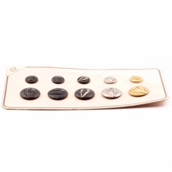 Sample card (10) Czech vintage silver gold lustre black scaled glass buttons