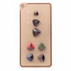 Sample card (7) Czech vintage silver lustre geometric triangle art glass buttons