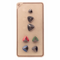 Sample card (7) Czech vintage silver lustre geometric triangle art glass buttons