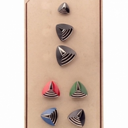 Sample card (7) Czech vintage silver lustre geometric triangle art glass buttons