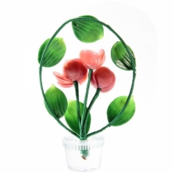 Vintage Czech lampwork Art Glass pink flower arch crystal pot decoration ornament