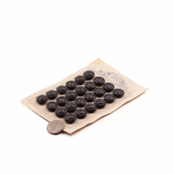 Card (24) 13mm Czech Deco Vintage geometric floral black glass buttons