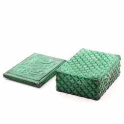 Vintage Czech Schlevogt Ingrid Chinese dragon malachite glass cigarette box