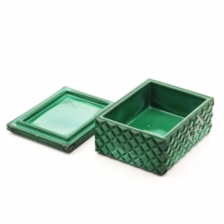 Vintage Czech Schlevogt Ingrid Chinese dragon malachite glass cigarette box