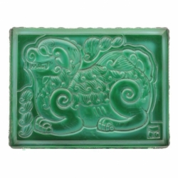 Vintage Czech Schlevogt Ingrid Chinese dragon malachite glass cigarette box