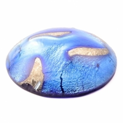 25mm antique vintage Czech foil marble under Sapphire blue glass cabochon