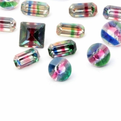 Lot (13) Czech vintage rainbow iris crystal art glass rhinestones