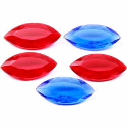 Lot (5) 22x10mm Czech vintage navette faceted red sapphire blue glass rhinestones