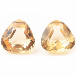 Lot (2) large 17mm Czech antique triangle faceted citrine yellow glass rhinestones