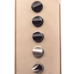 Sample card (5) 27mm Czech Vintage silver lustre geometric horseshoe black glass buttons