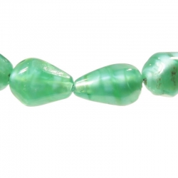 Lot (6) vintage Czech lampwork green satin marble striped glass beads