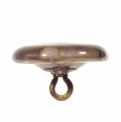 15mm Victorian vintage lampwork Czech blue beige satin marble art glass button