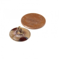 15mm Victorian vintage lampwork Czech blue beige satin marble art glass button