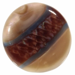 15mm Victorian vintage lampwork Czech blue beige satin marble art glass button