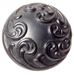 23mm antique Victorian Czech iridescent floral scroll black glass button