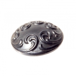 23mm antique Victorian Czech iridescent floral scroll black glass button