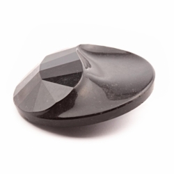 27mm antique Czech yin yang faceted black glass button