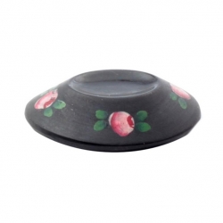 27mm Czech antique floral hand painted black oval art glass button