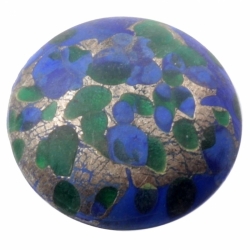 Czech antique 25mm silver foil blue marbled glass cabochon