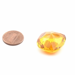 Large 26mm vintage Czech rectangle oval faceted amber topaz glass rhinestone