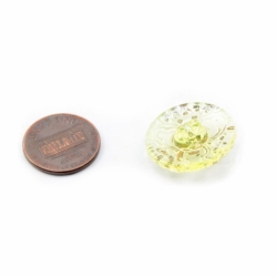 23mm Czech Vintage gold gilt Uranium flower glass button