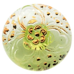 23mm Czech Vintage gold gilt Uranium flower glass button