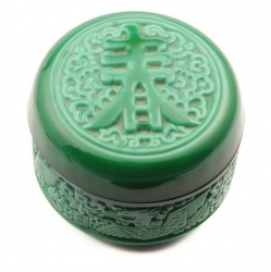 Vintage Czech Schlevogt Ingrid Chinese dragon malachite glass powder trinket box