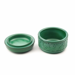 Vintage Czech Schlevogt Ingrid Chinese dragon malachite glass powder trinket box