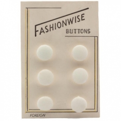 Card (6) 13mm "Fashionwise" iridescent bumpy white vintage Czech glass buttons