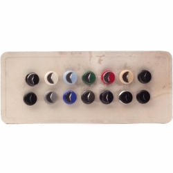 Sample card (14) 18mm Czech Deco 1920's geometric silver metallic glass buttons