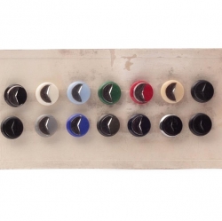 Sample card (14) 18mm Czech Deco 1920's geometric silver metallic glass buttons