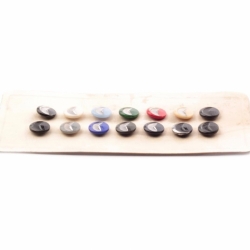 Sample card (14) 18mm Czech Deco 1920's geometric silver metallic glass buttons