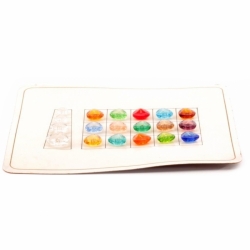 Czech vintage glass buttons Sample card (19) 1920s Deco transparent triangle faceted