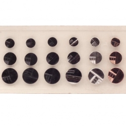 Czech vintage glass buttons Sample card (18) 1920s Deco geometric metallic lustre