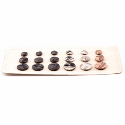 Czech vintage glass buttons Sample card (18) 1920s Deco geometric metallic lustre