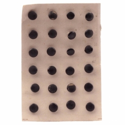 Sample card (24) 8mm 1930's Vintage Czech hand molded matte black dimi glass buttons