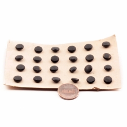 Sample card (24) 8mm 1930's Vintage Czech hand molded matte black dimi glass buttons