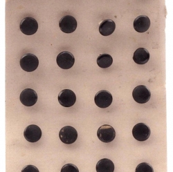 Sample card (24) 8mm 1930's Vintage Czech hand molded matte black dimi glass buttons