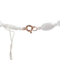 Vintage beaded necklace Czech gradual white flat oval glass beads