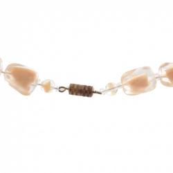 Vintage Czech choker necklace beige satin bicolor nugget glass beads