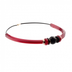 Vintage Czech choker necklace red pentagon arc rondelle glass beads