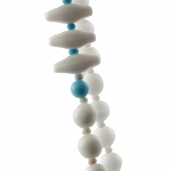 Vintage Czech necklace white blue round hammer head glass beads