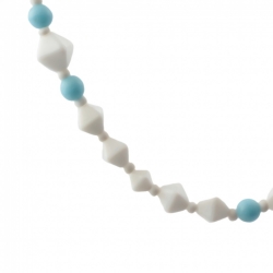 Vintage Czech necklace white blue round bicone glass beads