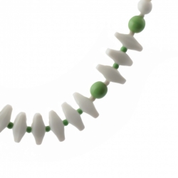 Vintage Czech necklace white green round hammer head glass beads