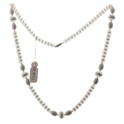 Vintage Czech necklace white clear oval rondelle glass beads