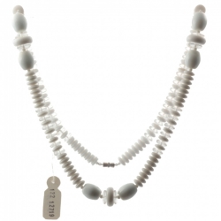 Vintage Czech necklace chunky white clear oval rondelle glass beads