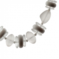 Vintage Czech necklace chunky white clear frost round nugget rondelle glass beads