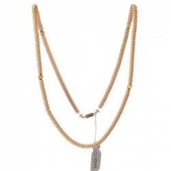 Vintage 28" necklace Czech beige rondelle topaz faceted glass beads