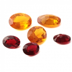 Lot (6) Czech antique ruby red topaz oval glass rhinestones