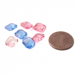 Lot (7) Czech antique octagon cranberry pink sapphire blue crystal glass rhinestones 9x9mm